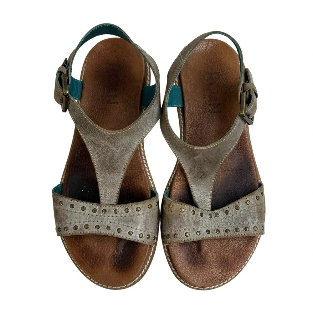 Roan By Bed Stu Women's Size 7.5 Martina Leather Sandals in Alkaline Epica Gray